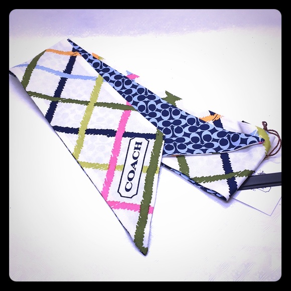 New authentic Coach multi color  silk pony scarf - Picture 1 of 5